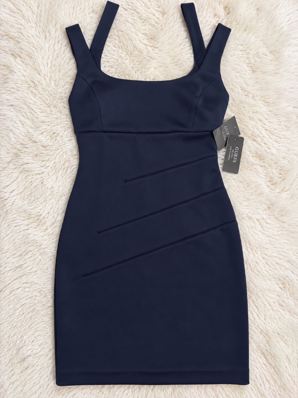 NWT GUESS Navy Bodycon Mini Dress Size 2 Cutout Back